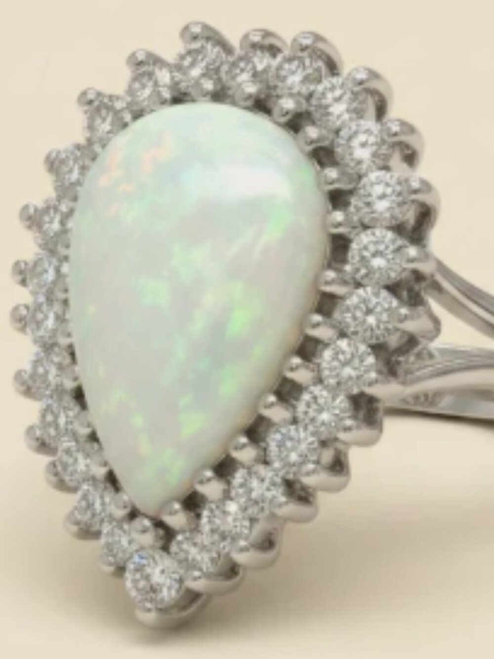 14K Opal & Diamond Statement Engagement Ring